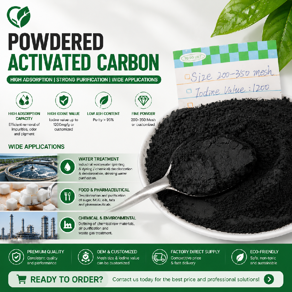 Food Grade Activated Carbon Powder for Wine, Liquor, Fruit Wine Decolor & Impurity Removal